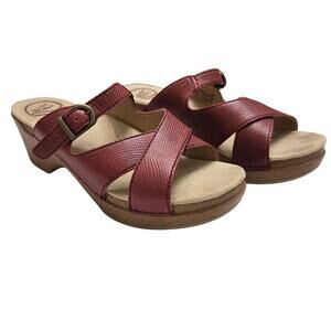 Dansko Womens Boho Cottage Sela Red Leather Comfort Slip-on Sandals  (39) 8.5–9